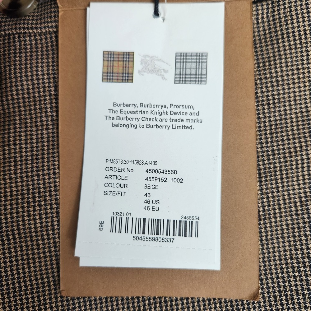 New Burberry London England Beige Wool Mohair Houndstooth Trousers IT 46 US 46 - Picture 7 of 15